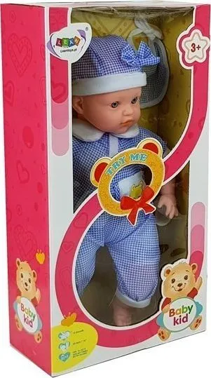 Kukull bebe Lean Sport Baby, 45cm, me tinguj, veshje e kaltër - 4