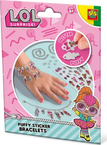 Set kreativ SES Creative LOL Puffy Sticker Bracelets, 2 byzylykë, shumëngjyrëshe