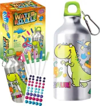 Set kreativ për pikturim shishe uji Dino 5D, me stikera diamant, për fëmijë, shumëngjyrëshe