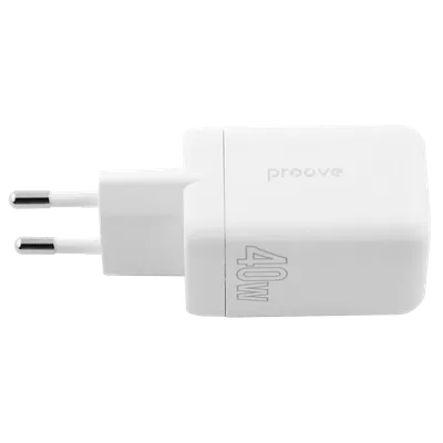 Karikues muri Proove Silicone Power, 40W, me 2×Type-C, i bardhë - 3