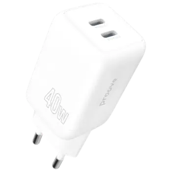 Karikues muri Proove Silicone Power, 40W, me 2×Type-C, i bardhë