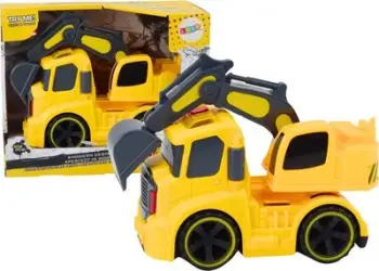 Lodër ekskavator LEAN TOYS, kovë rrotulluese 360°, drita dhe tinguj, i verdhë