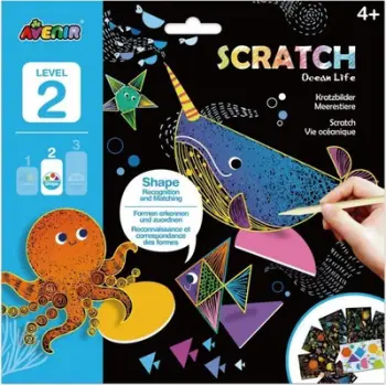 Set kreativ Avenir Scratch Cards Life In The Ocean, 7 kartona, për fëmijë