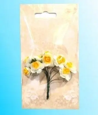 Lule dekorative prej letre Galeria Hobby Paper Flowers Roses, set, të bardha e të verdha