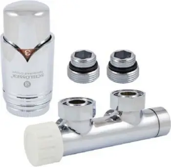 Set valvulash radiatori Schlosser Duo-plex, 3/4" x M22 x 1.5mm, kënd majtas, krom