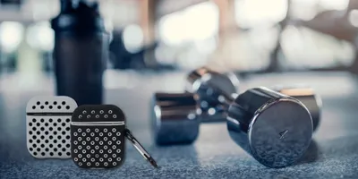Mbulesë Beline për AirPods 1/2 Sport, TPU, me karabinë, bardh e zezë - 2