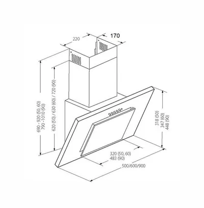 Kapak aspirues AKPO WK-4 NERO 2.0, 60cm, LED, i zi - 9