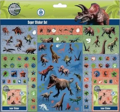 Stikera Cass Dinosaur, set 500 copë, shumëngjyrëshe - 1