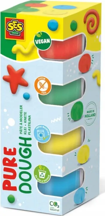 Set plasteline SES Creative Feel Good Dough Pure 00511, vegane, 4x90g, shumëngjyrëshe