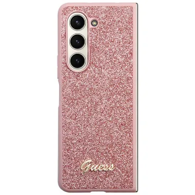 Mbulesë telefoni Guess Glitter Flakes për Samsung Galaxy Z Fold5, logo metalike, rozë me shkëlqim - 2