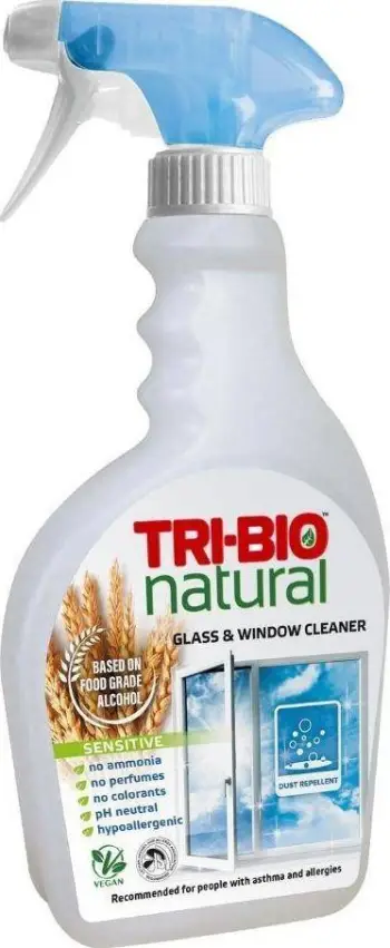 Spray pastrues për xhama Tri-Bio Natural Sensitive, 500ml, pa aromë, i bardhë