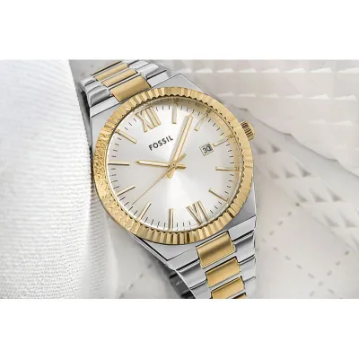 Ora dore Fossil Scarlette ES5259, çelik inox, quartz, argjendtë ari - 5