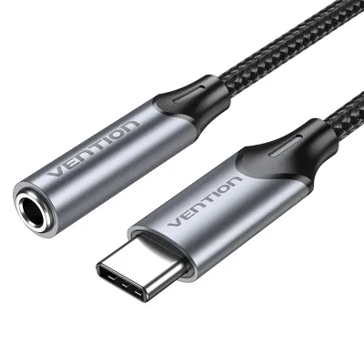 Adaptori audio Vention Type C në 3.5mm, me kontroll në kabllo, gri - 1