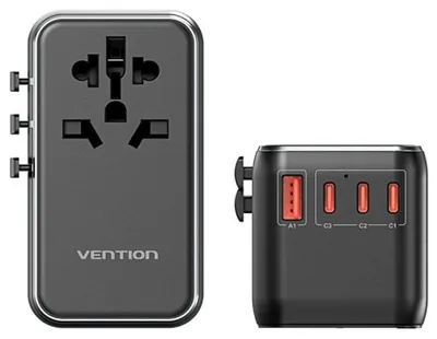 Përshtatës udhëtimi Vention 120W GaN, universal, PD, i zi - 4