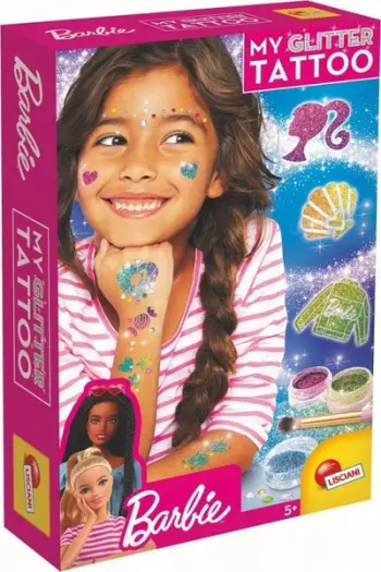 Set kreativ Lisciani Barbie Glitter Tattoos, tatuazhe me shkëlqim, 5+