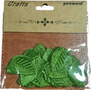 Dekorime tekstili në formë gjethe Penword, 33x20mm, 30 copë, jeshile