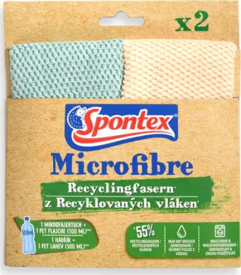 Lecka mikrofibre Spontex Microfibre, set 2 copë, mikrofibër ricikluese, shumëngjyrëshe