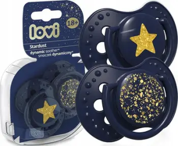 Biberon LOVI Stardust, silikoni, 18m+, set 2 copë, blu e errët