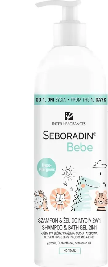 Shampo dhe xhel dushi BEBE 2 në 1, për lëkurë të ndjeshme, pa lot, 500ml