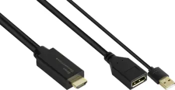 Adapter video Alcasa HDMI në DisplayPort HDMI AD22, 0.3m, i zi