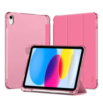 Mbulesë tablet Tech-Protect SC Pen Hybrid, për iPad 10.9 2022, me qëndrim dhe mbështetje Apple Pencil, rozë transparente