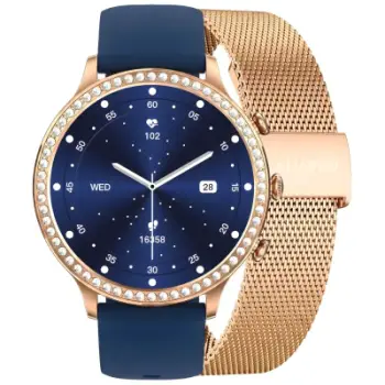 Orë inteligjente GRAVITY GT5-6 për femra, ekran 1.32", rrip shtesë, rozë gold