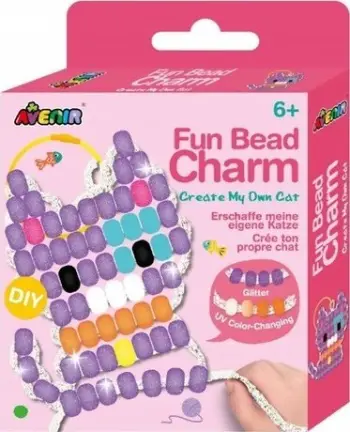 Set kreativ Avenir Fun Bead Charm Make My Own Cat, rruaza shumëngjyrëshe, DIY, për fëmijë