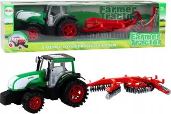 Lodër traktor bujqësor me rimorkio dhe kositëse, i zi jeshil