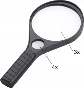 Lupë dore Lifetime Magnifying Glass Large, zmadhim 3x 4x, e zezë