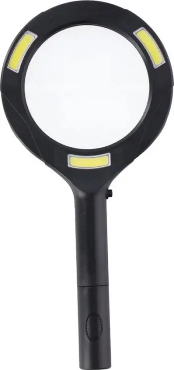 Lupë me dritë LED, zmadhim 3x, dorezë ergonomike, e zezë