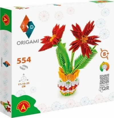 Set kreativ Alexander Origami 3D Flowers, 554 elemente, për skulptura letre, shumëngjyrësh - 1