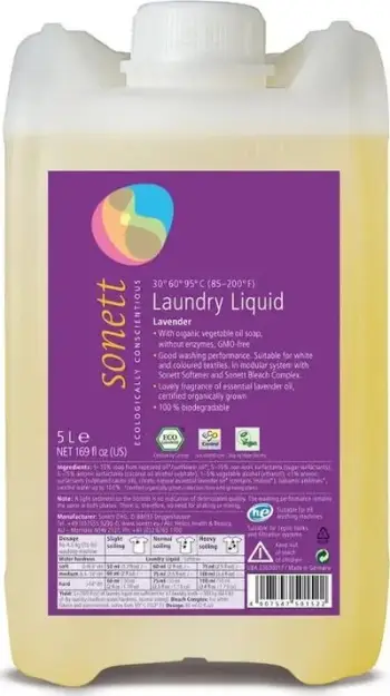 Detergjent larës rrobash Sonett Laundry Liquid Lavender, ekologjik, 5L, i verdhë