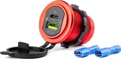 Karikues veture AMiO 02859, 2x dalje USB, Quick Charge 3.0, i kuq - 1