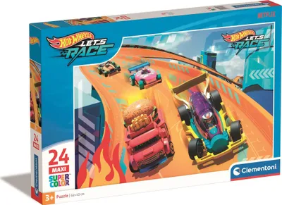 Puzzle maxi Clementoni Hot Wheels 28523, 24 pjesë, 62 x 42 cm, shumëngjyrësh - 2