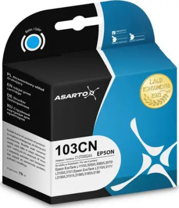 Bojë printeri Asarto për Epson 103CN C13T00S24A, 70 ml, cyan