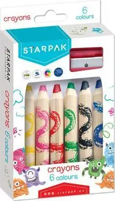 Set lapsa ngjyrues Starpak Jumbo, 6 ngjyra, me mprehëse