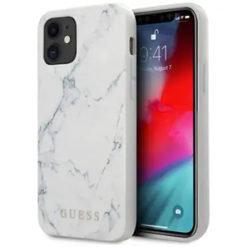 Kuti mbrojtëse Guess Marble për iPhone 12 mini, hard case, e bardhë