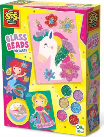 Set kreativ me rruaza qelqi SES Creative 14132 Glass Beads Pictures, shumëngjyrësh