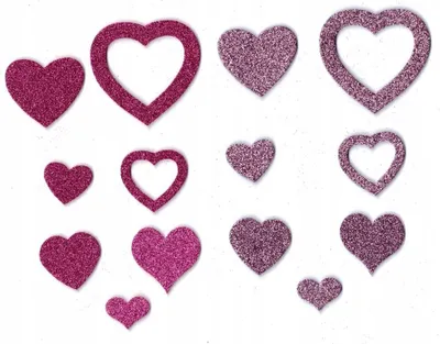 Set dekorativ zemra me shkëlqim Galeria Hobby Glitter Hearts, 88 copë, të kuqe dhe rozë - 3