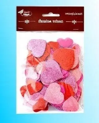 Set dekorativ zemra me shkëlqim Galeria Hobby Glitter Hearts, 88 copë, të kuqe dhe rozë