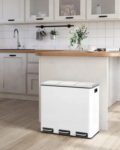 Kosh mbeturinash SONGMICS, 3 ndarje 18L, çelik inox, i bardhë - 2