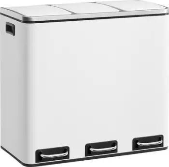 Kosh mbeturinash SONGMICS, 3 ndarje 18L, çelik inox, i bardhë