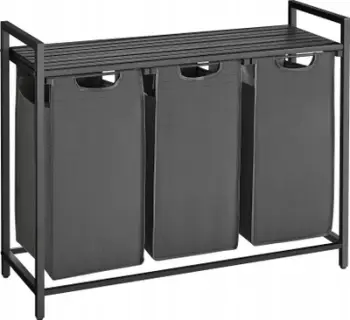 Kosh rrobash VASAGLE BLH301B01, 3 qese 38L, me raft, gri e zezë