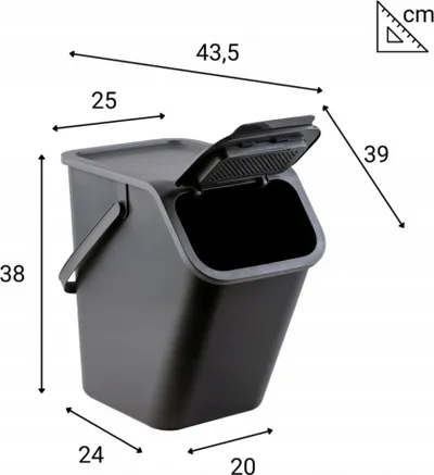 Set kosha mbeturinash Bin Container, 3x25L, ndarje riciklimi, shumëngjyrëshe - 5