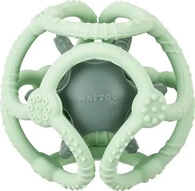 Lodër kafshuese NATTOU Silicone Ball, 2 në 1, set 2 copë, mente - 2