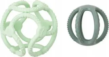 Lodër kafshuese NATTOU Silicone Ball, 2 në 1, set 2 copë, mente