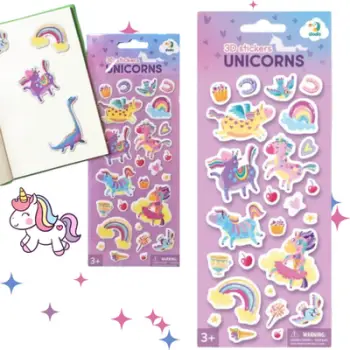 Ngjitëse 3D Unicorn për fëmijë, dekorative, shumëngjyrëshe