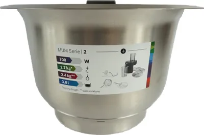 Enë përzierëse Bosch MUZS2ER, çelik inox, 3.8L, argjendtë - 2