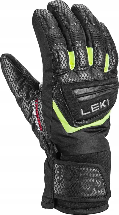 Doreza skijimi për fëmijë Leki WCR Team 3D Junior, madhësia 6, të papërshkueshme nga uji, black ice lemon - 2