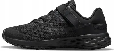 Atlete vrapimi për fëmijë Nike Revolution 6, rrip Velcro, pjesë e sipërme rrjete, të zeza - 1